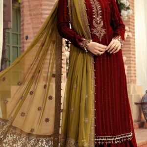 MARIA B Sateen Chiffon 3Piece Unstitched